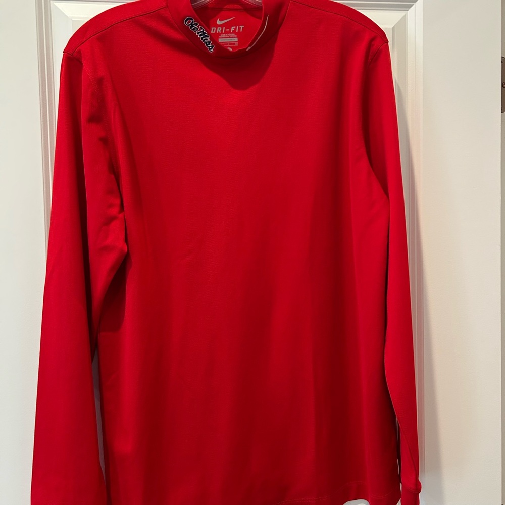 Nike Ole Miss Men's Long Sleeve Red Dri-FIT Mock Turtleneck